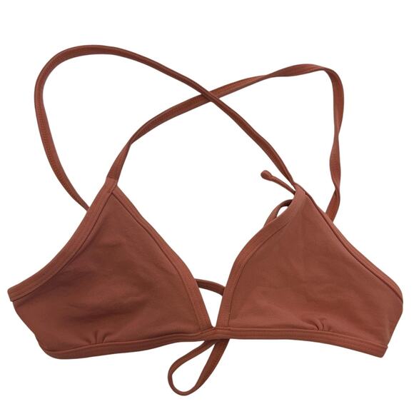 Jolyn Triangle Bikini Top Womens Medium Rust Orange Swimwear Cross Back USA Made - Picture 1 of 3